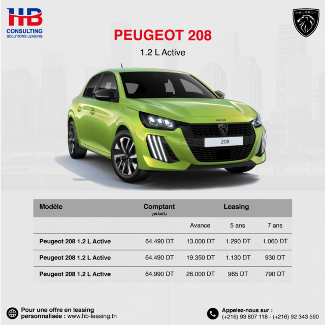 peugeot 208 Prix Tunisie