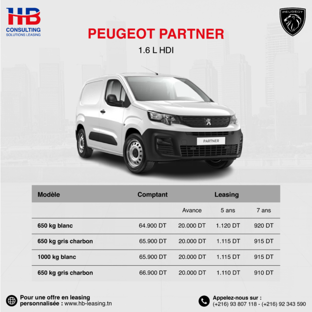 Peugeot Partner Prix Leasing Tunisie