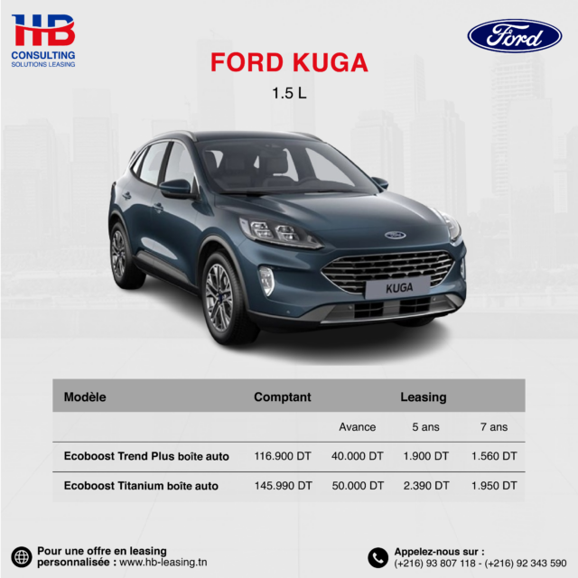 Ford Kuga Prix Leasing Tunisie