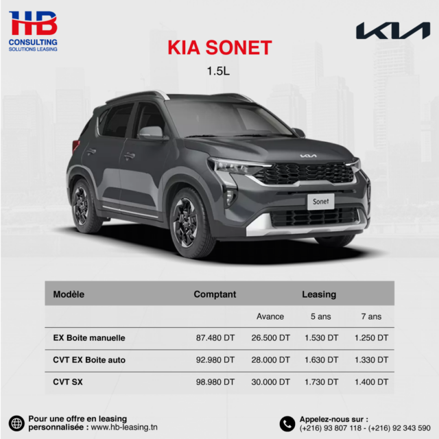 Kia Sonet Prix Tunisie